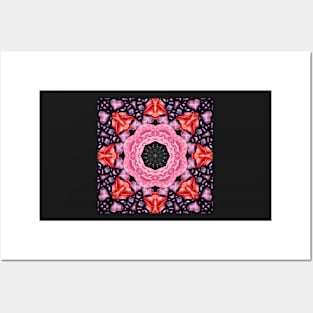 Crystal Hearts and Flowers Valentines Kaleidoscope pattern (Seamless) 35 Posters and Art